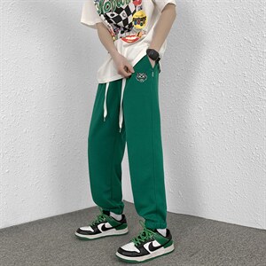 M-5L 港风ins大码男刺绣休闲束脚裤潮流九分裤 1036 P65控88图片