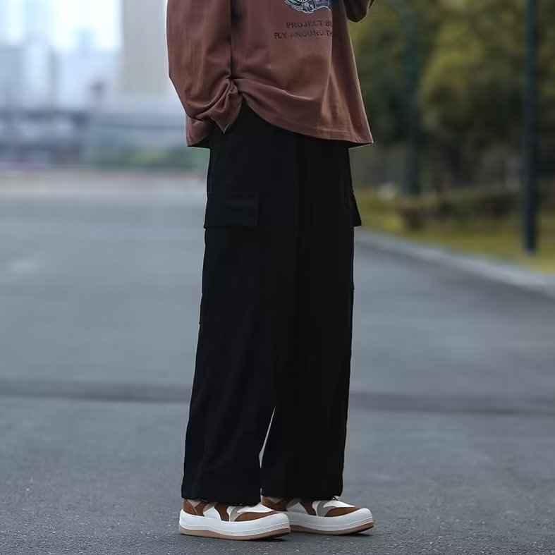 灯芯绒裤韩版潮大口袋2024春秋新款ins宽松百搭长裤AK727-P45图片