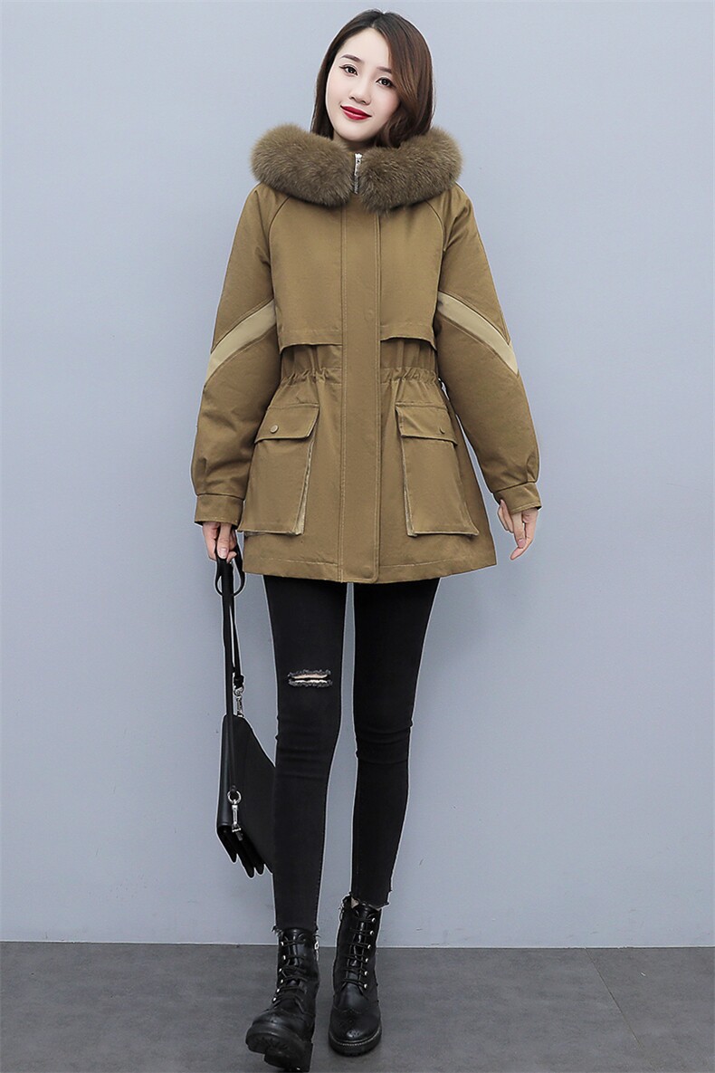 现货！！2021年冬季新款女装中长款长袖休闲撞色派克服棉服棉衣,女装棉衣/棉服,奕薇雅