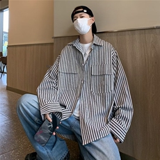长袖修身原宿衬衫青春流行新款简约潮日系慵懒春秋4032P35，男装衬衫，星座410-2