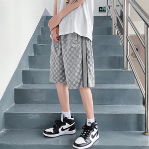 夏季棋牌格 宽松直筒五分短裤XZ1004-1 DK181 P45 控58图片
