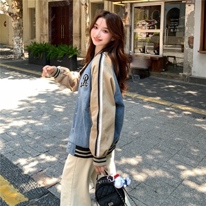 【现货】撞色字母刺绣棒球服牛仔外套   82701-P155-K228图片