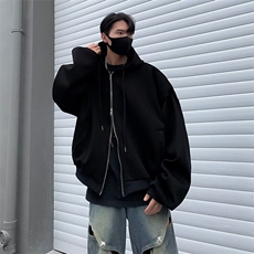 垫肩卫衣开衫男拉链设计感连帽宽松立体层次感外套潮WC400-P46，女装短外套，星座1008