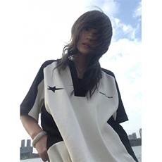美式学院风撞色拼接polo领短袖T恤女宽松休闲情侣上衣PLD2299-P30，男装T恤，星座1008