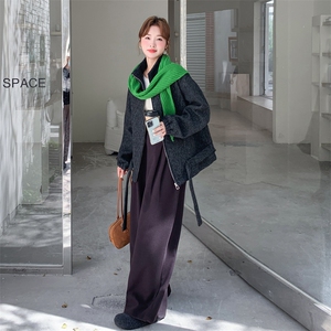撞色披肩休闲深灰色外套女春秋2025新款独特超好看学院风超火上衣图片