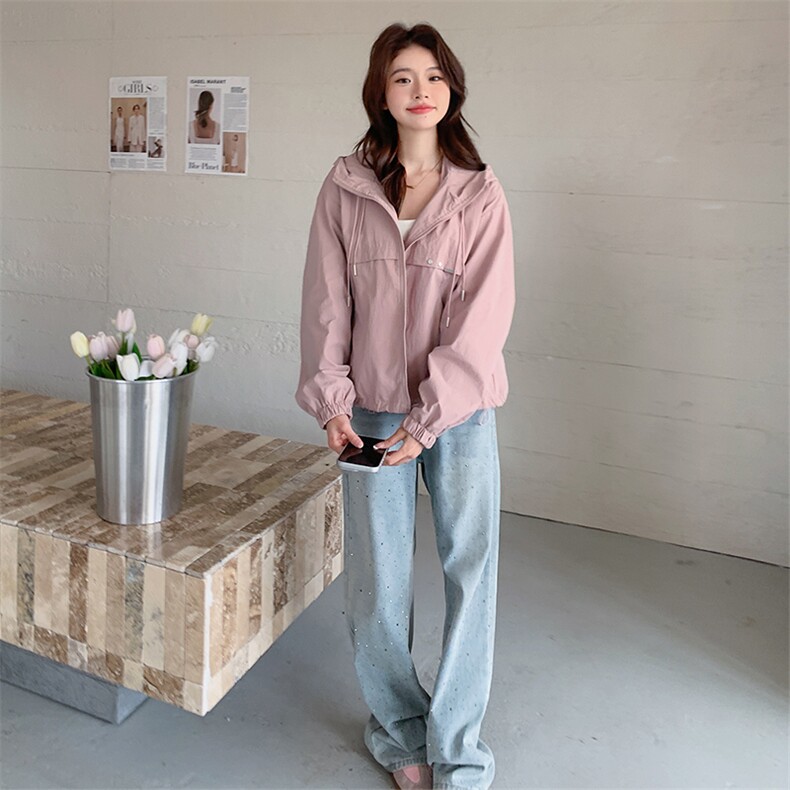 现货！春季新款粉色冲锋衣外套2C260-C055-P125-K188,女装短外套,2C260
