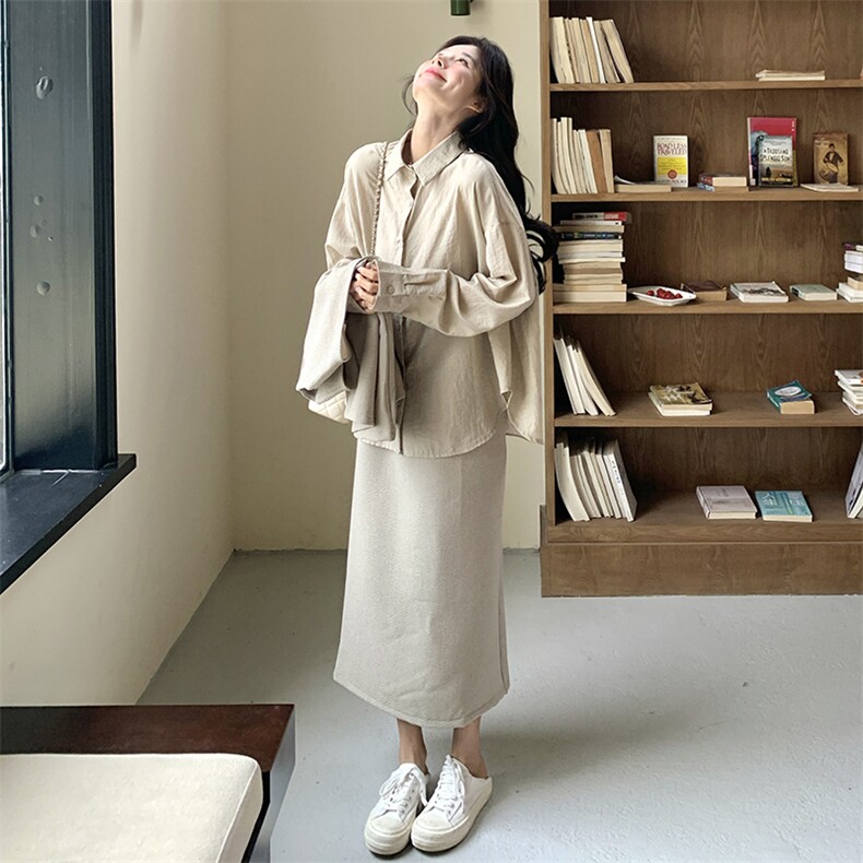 现货衬衫马甲腰带长款半身裙三件套2C239-H58-P185-K268,女装套装/套裙,2C239