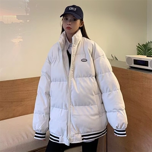 加绒加厚冬款男女皮立领棉服条纹面包服保暖外套MY296 P80图片