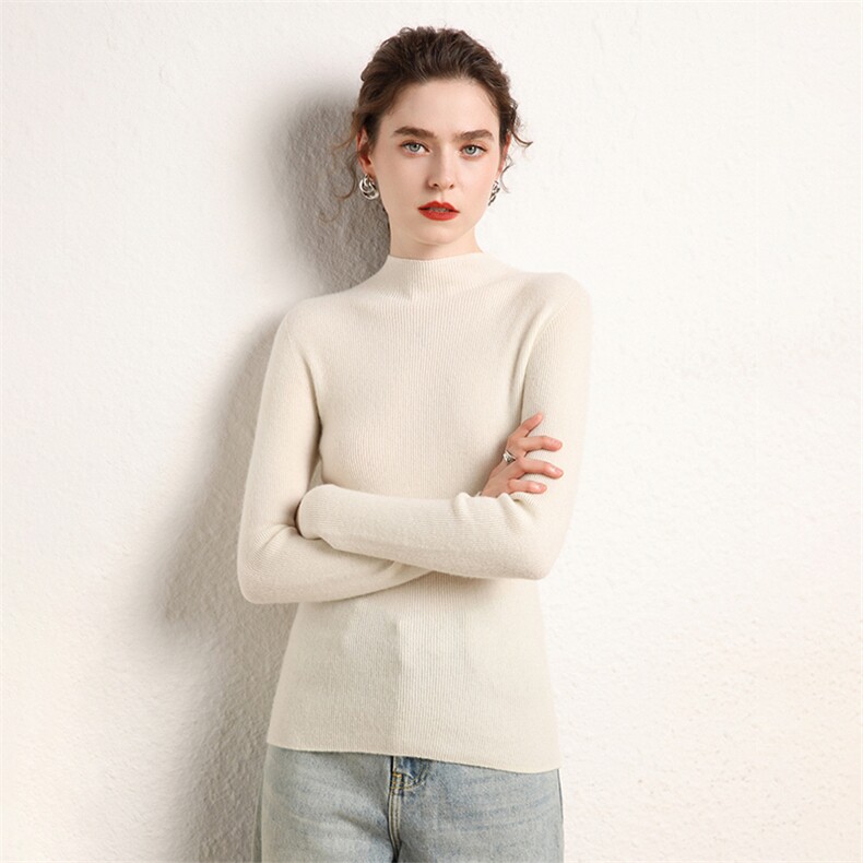 2025年秋季单件通勤长袖抽条紧身时尚百搭通勤休闲，女装羊绒衫，三莲羊绒