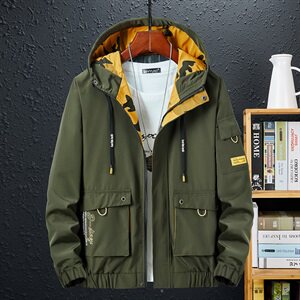 L-9XL 男大码春秋连帽工装夹克外套 5032-1_8810P75图片