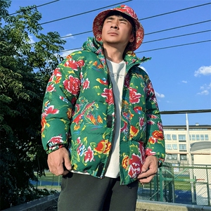 MY206绿色连帽加厚保暖防寒棉衣外套棉袄棉服东北大花男女团队潮图片