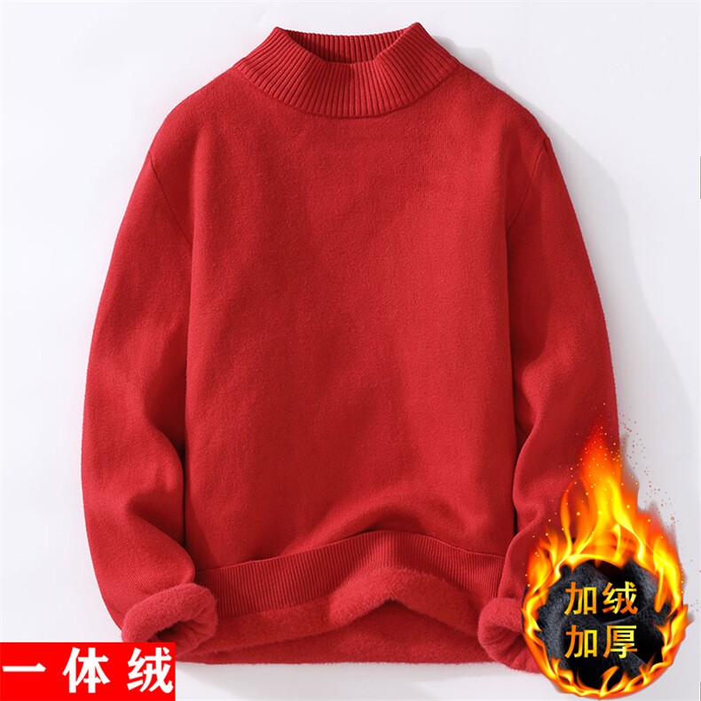 1018-1-M826-P39新款秋冬季一体绒韩版半高领针织毛衣男士加绒,男装针织衫/毛衣,星座1018-1​
