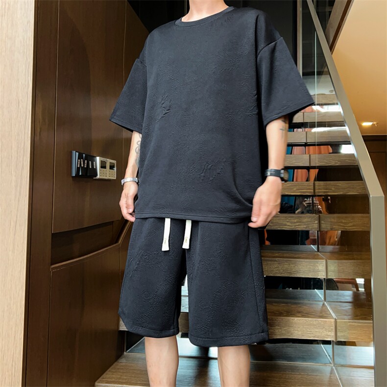 量大优供视频新中式龙纹提花五分短裤男CP61-特p23,男装牛仔裤,电商B371