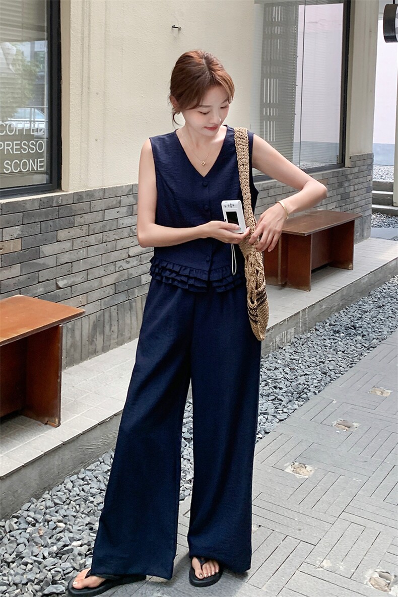 2025夏季新品！木耳边显瘦气质超好看两件套,女装套装/套裙,1C151