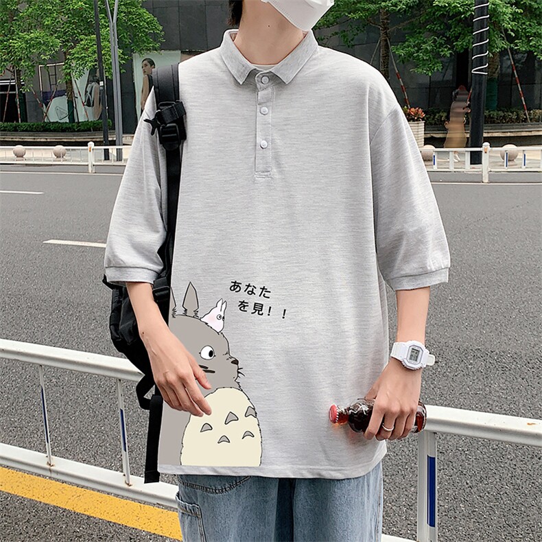 PL57150-P35 翻领短袖polo衫男大码胖子半袖t恤男有领保罗衫 模特图片
