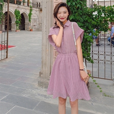 2021年夏季后背小心机格子连衣裙时尚潮流舒适，女装连衣裙，艾艾淮淮
