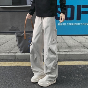 港风秋款男女工装裤褶皱宽松冲锋休闲长裤h067 P45图片