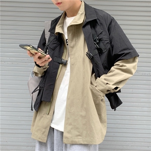 20秋ins网红两件套工装夹克宽松立领潮流外套日系上衣mj353-p138图片