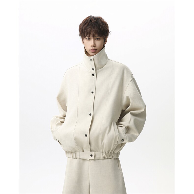 复古亚麻立领哈灵顿宽松短款夹克外套-JK82588-特P100,男装夹克,电商B289