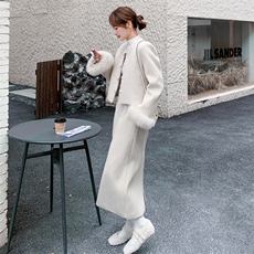 有货呢料羽绒服两件套套装真狐狸毛+90羽绒，2583-P405，控598，女装毛呢外套，2B218