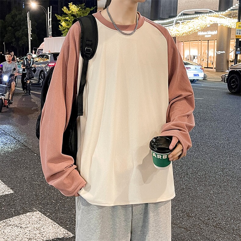 美式圆领卫衣男春秋季潮流宽松撞色插肩长袖外套WY0321-P35,女装短外套,星座308B-2