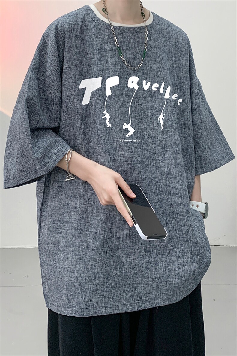 风复古亚麻短袖男棉麻t恤男半袖ZT71449-P35,男装T恤,电商A040