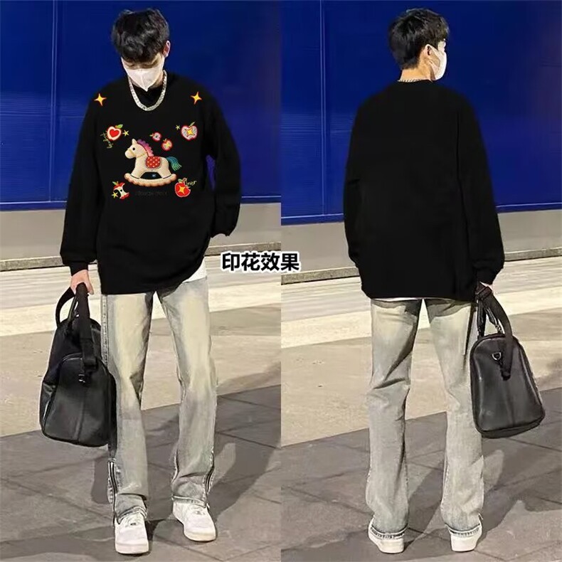 1506-1/WA2-161/P42卫衣男女款休闲宽松印花圆领上衣服情侣红色,男装卫衣,星座1506-1