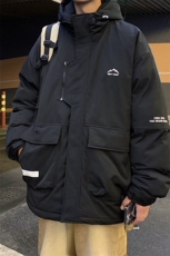 小众高级感户外工装连帽羽绒服男潮牌2024新款冬季加厚冲锋衣外套，男装棉衣，电商A409-1