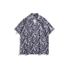 夏季腰果花古巴领短袖花衬衫男女夏威夷宽松慵懒情侣衬衣CS412p28，男装衬衫，星座302B