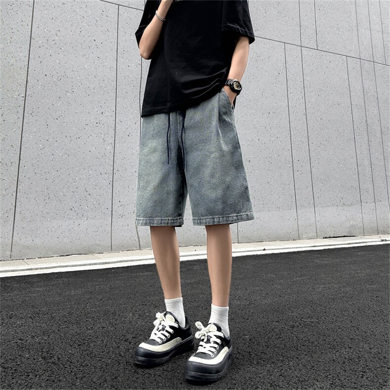 夏季薄款星空纹牛仔短裤男款街头潮牌宽松直筒中裤男生休闲五分裤,男装牛仔裤,星座410-6（原星座1304-1）