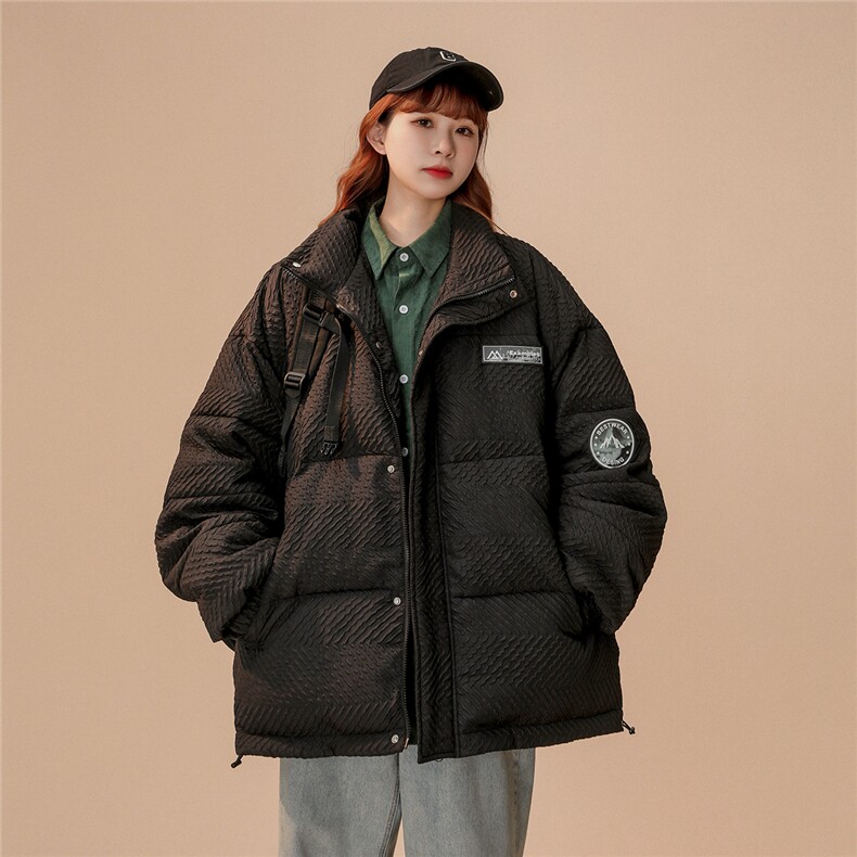 中性22冬季新款特殊材质贴标设计感纯色立领羽绒服YR201P245控298,男装羽绒服,A247A