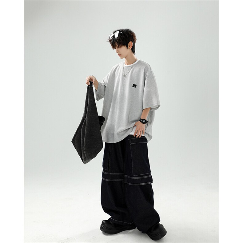 8XL-M重磅！特大码T潮牌上衣男中性华夫格短袖T恤DX304P25控39,男装T恤,电商D206-1