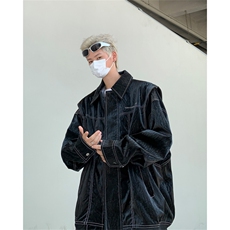 美式复古皮衣外套男春秋季2024新款古着vintage休闲夹克上衣，男装夹克，星座410-7