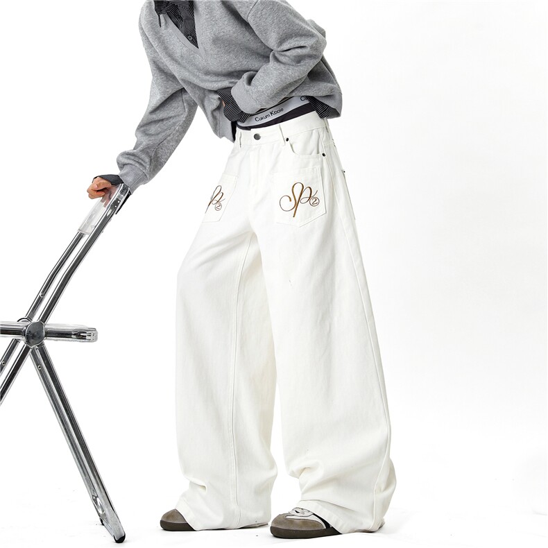 【现货】XZ612-N1328-特P53字母翅膀刺绣水洗工装弯刀裤，男装工装外套，星座612