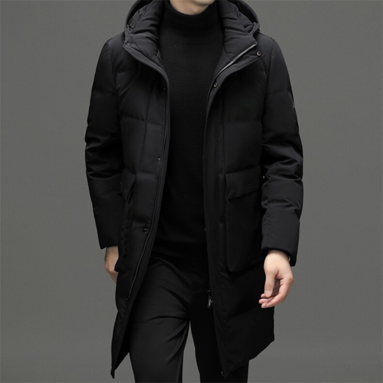 2023年新款冬季加厚保暖可脱卸帽外套中年男装休闲中长款羽绒服,男装羽绒服,电商B212（原钱塘6029）