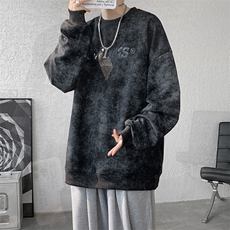 现货WY10086-P52加绒P62新款美式扎染宽松圆领情侣高质量卫衣，男装卫衣，电商A059