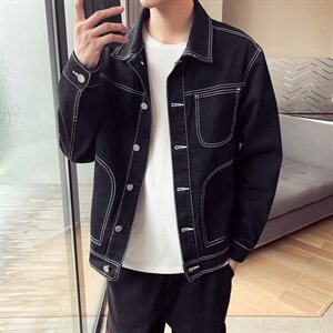 9081 秋款工装牛仔外套男 潮流运动流行韩版牛仔衣男 P85图片