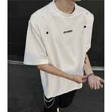 现货垫肩铆钉设计潮男纯色T恤A071-1335-P38，男装T恤，电商A071
