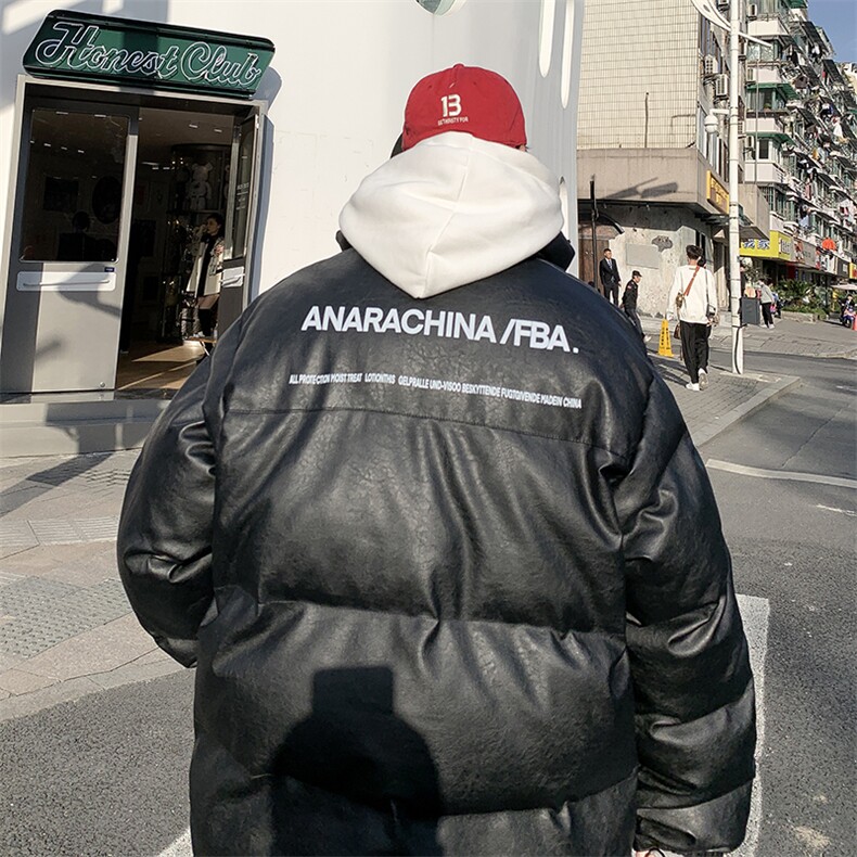 MY907-P118控148 PU皮立领服现货供应抗寒保暖防污防风衣图片