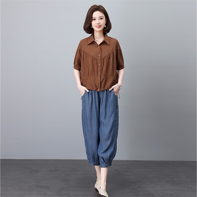 时尚宽松牛仔裤套装女夏装新款韩版显瘦百搭休闲两件套,女装套装/套裙,叶笙衣