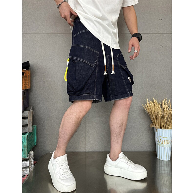 工装牛仔短裤大口袋抽绳男士薄款宽松休闲百搭五分1035-TP55,男装休闲裤,电商A089-1