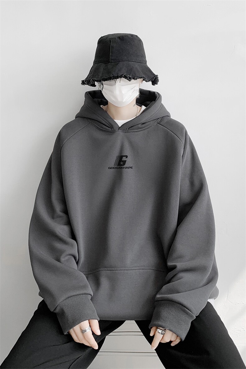 已注册/秋冬内景新款无绳连帽卫衣男潮流宽松MS00714/P45加绒P50,男装卫衣,电商B316