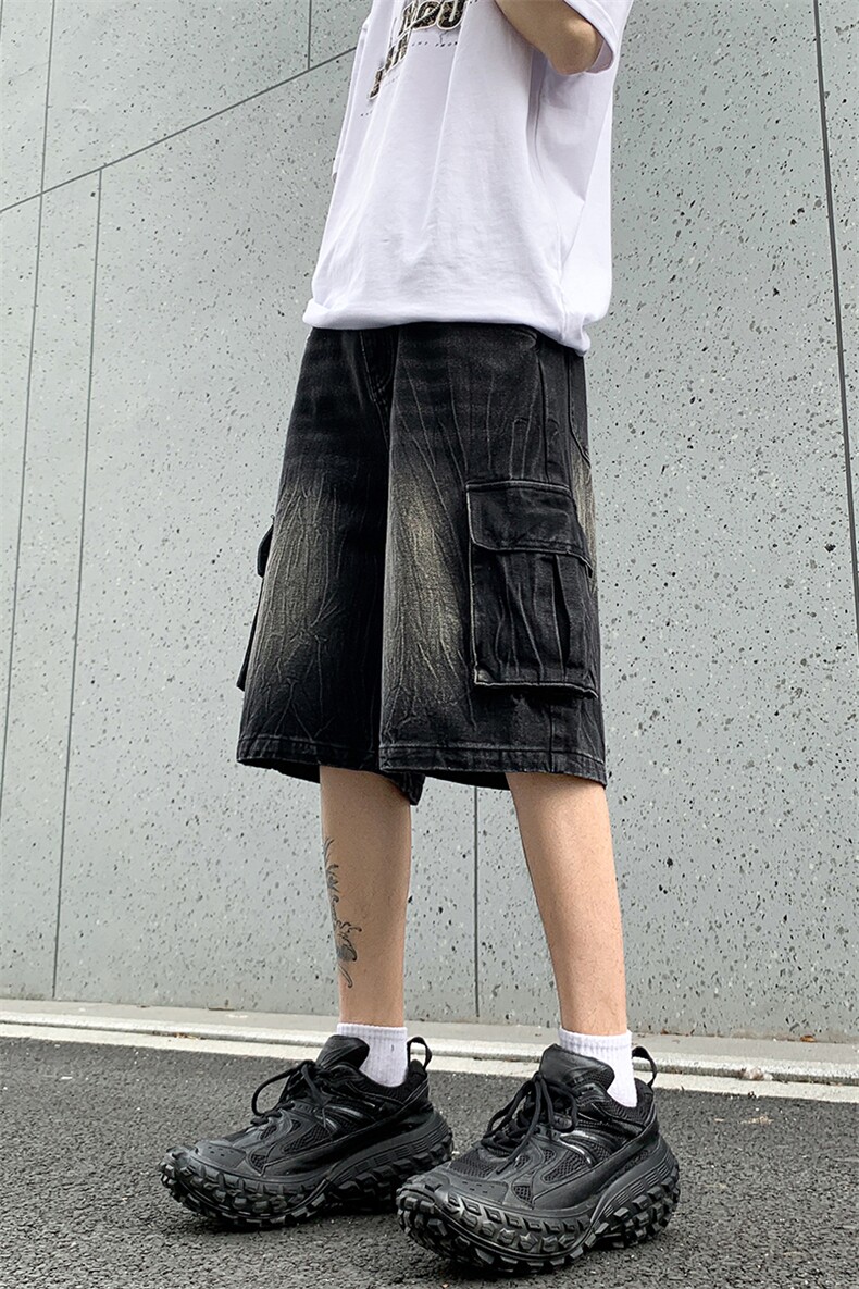 B221美式ins高街小众夏季重工艺工装牛仔短裤LK24177-P60控78,男装牛仔裤,电商B221