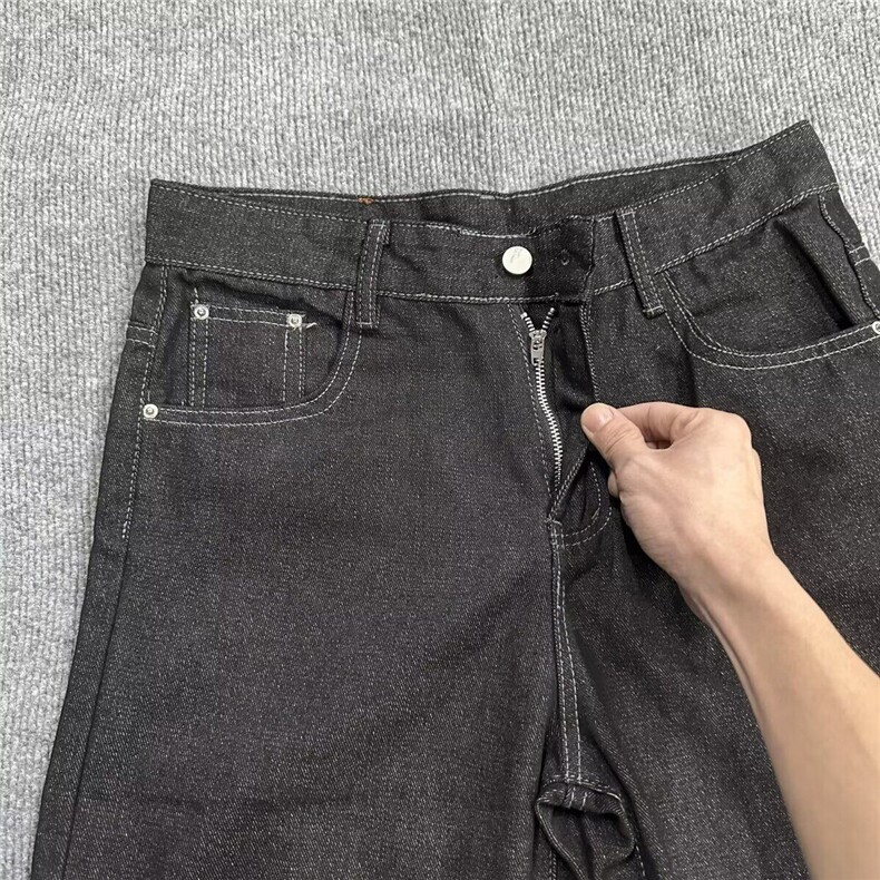 日常潮青少年美式复古阔腿牛仔裤男女款简约百搭宽松直筒休闲长裤,男装牛仔裤,星座601-1