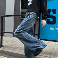 秋季美式ins高街hiphop闪电纹水洗直筒牛仔裤货号K2593P55，男装牛仔裤，电商A063