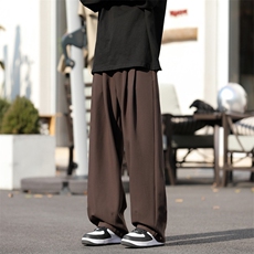 2024新款纯色垂感宽松西装裤男日系潮牌百搭休闲裤长裤K7611-P38，男装休闲裤，星座512-3