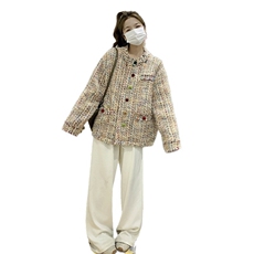 彩色编织流苏小香风外套女2025秋季新款法式气质粗花呢上衣，女装毛呢外套，浙宝079