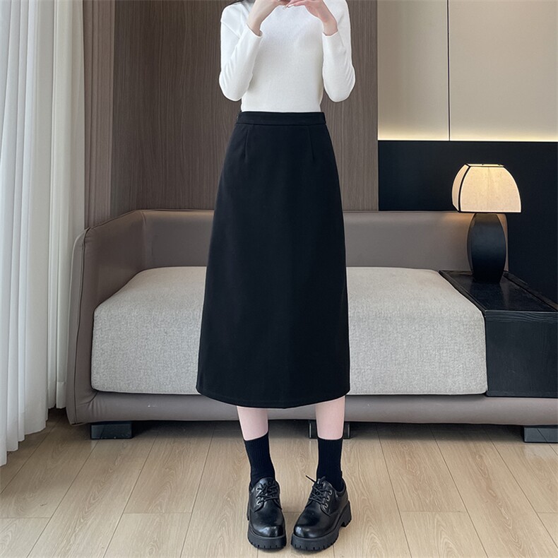 黑色西装半身裙女新高腰垂感显瘦直筒秋季a字开叉长款包臀裙,女装半身裙,云美莎专业女裤-全店现货