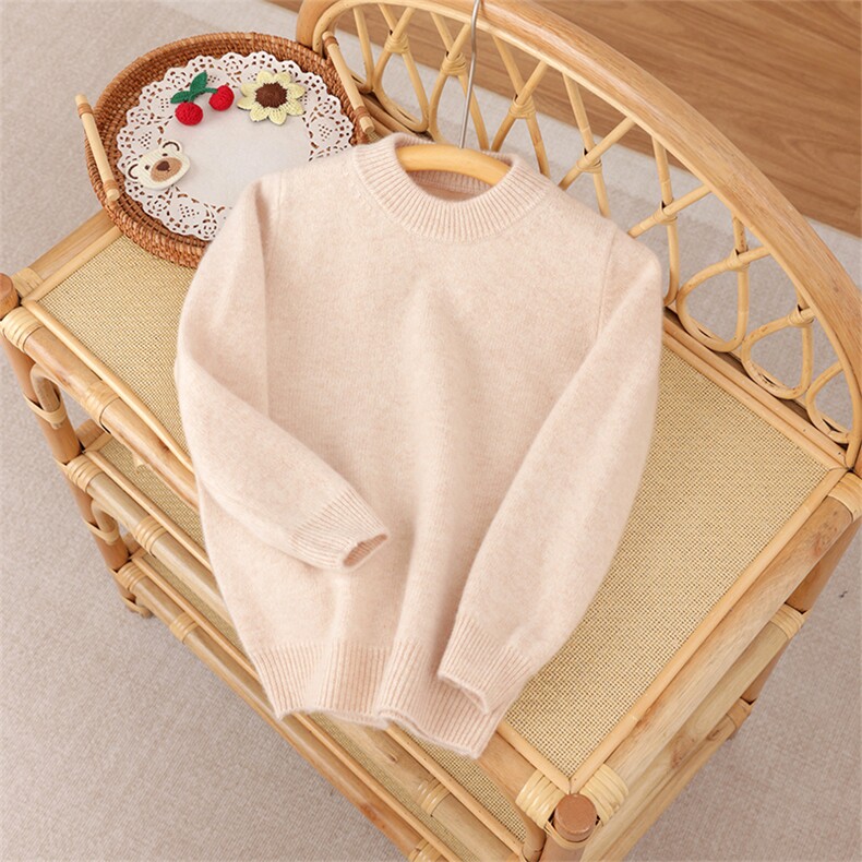 2025秋冬新款女羊绒衫100%纯山羊绒加厚保暖打底衫圆领纯色羊绒衫，童装儿童羊绒衫，魁星羊绒