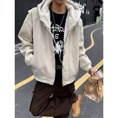 加绒加厚外套男秋冬季重磅帆布夹克棉服连帽棉衣，男装夹克，星座716-3